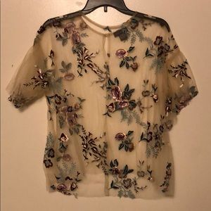 Embroidered sheer floral top